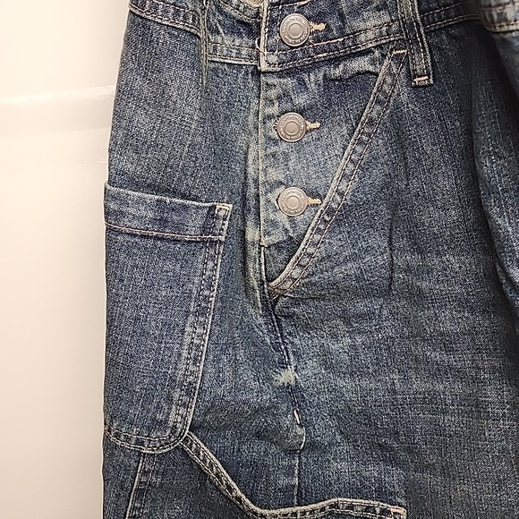 Cotton On Logan Blue Denim Overall Dress w/Front Slit Sz 12US Country Minimalist - Picture 6 of 13